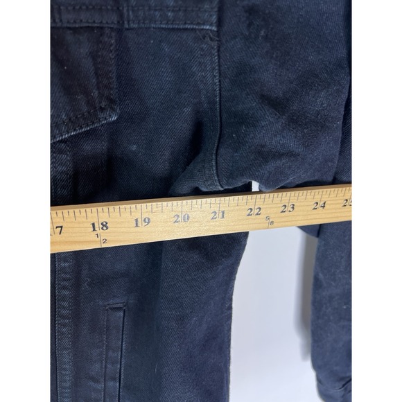 Vtg Y2K Reliq Denim Black Denim Trucker Jean Jacket L Skater Outdoor Classic - Picture 9 of 11